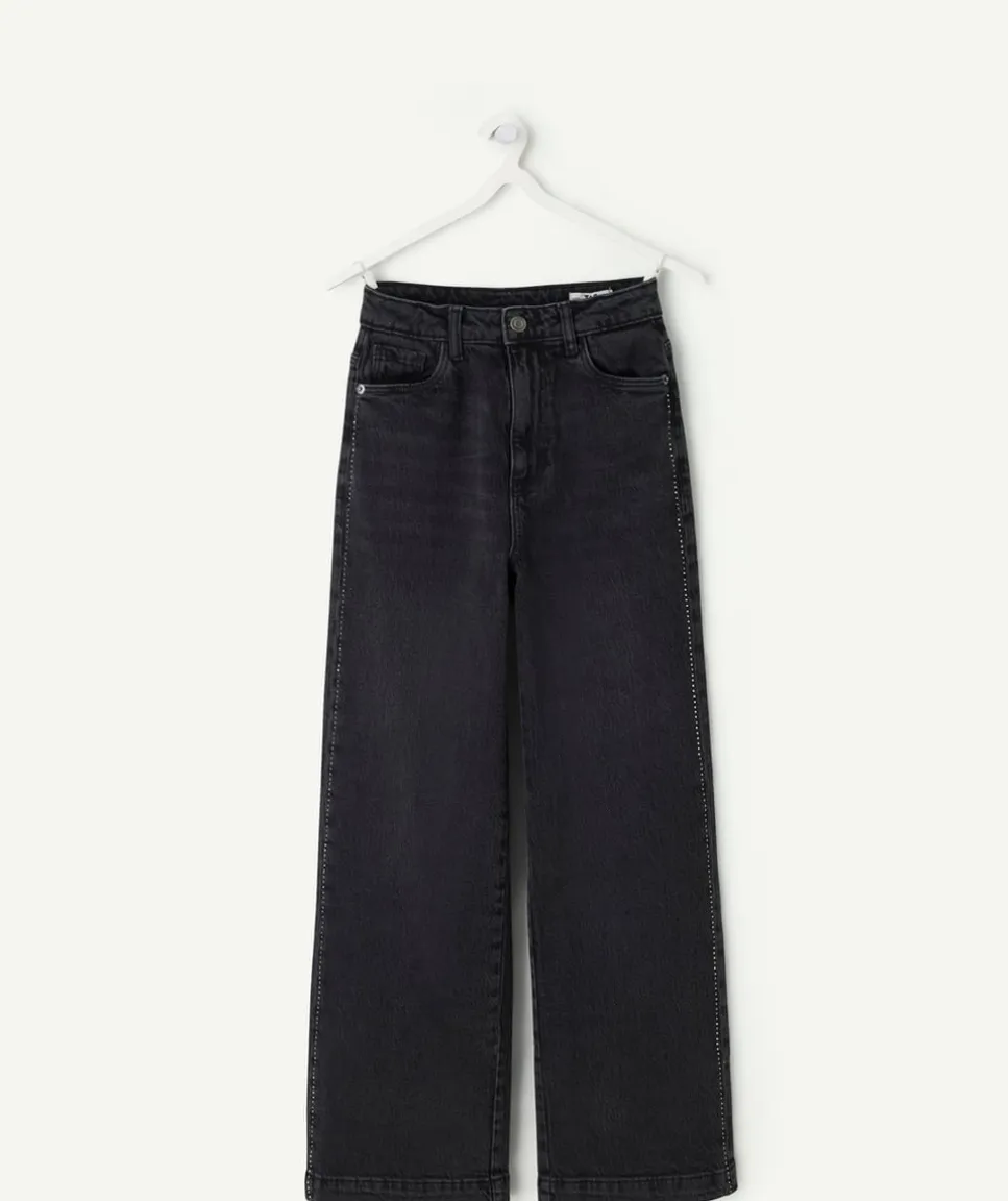 Jean fille wide leg noir
