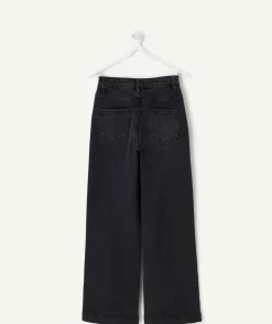 Jean fille wide leg noir