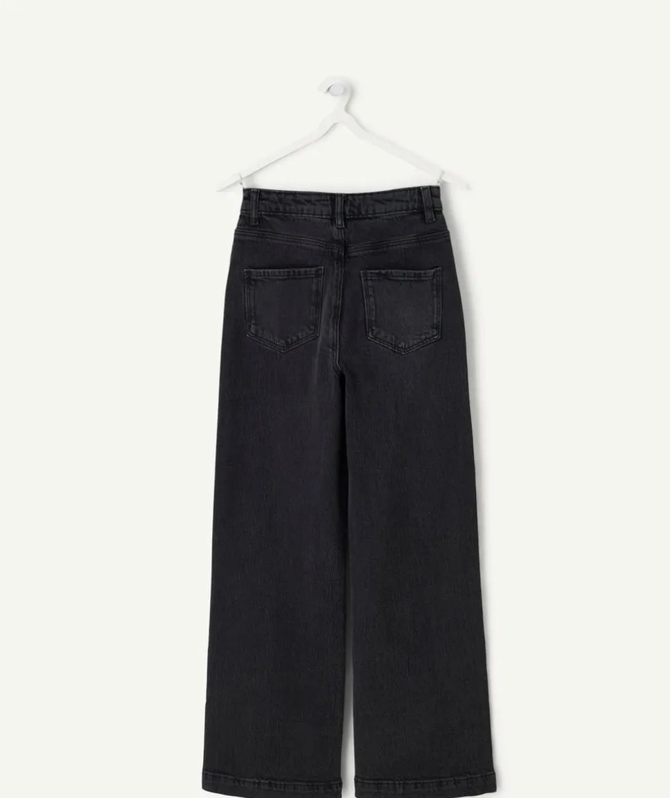 Jean fille wide leg noir