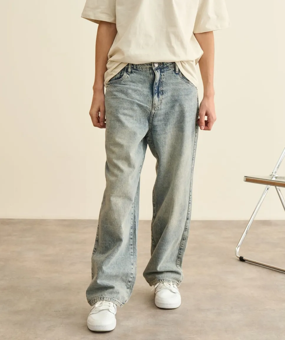 Jean garçon baggy bleu délavé