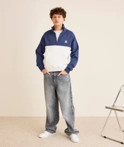 Jean garçon baggy gris blanchi