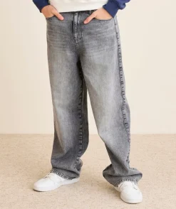 Jean garçon baggy gris blanchi