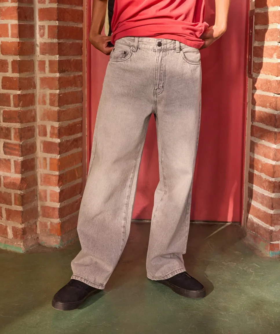 Jean garçon baggy gris délavé