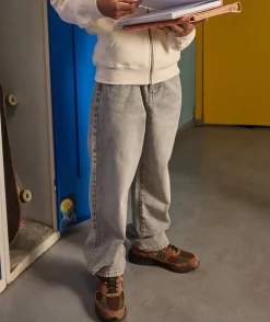Jean garçon baggy gris délavé