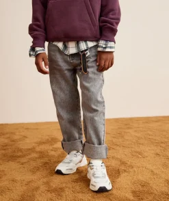Jean garçon denim gris coupe droite