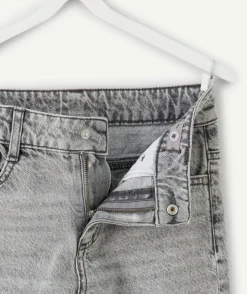 Jean garçon denim gris coupe droite