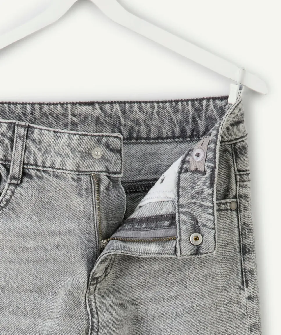 Jean garçon denim gris coupe droite