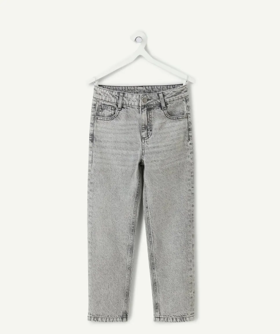 Jean garçon denim gris coupe droite