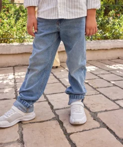 Jean garçon droit denim bleu