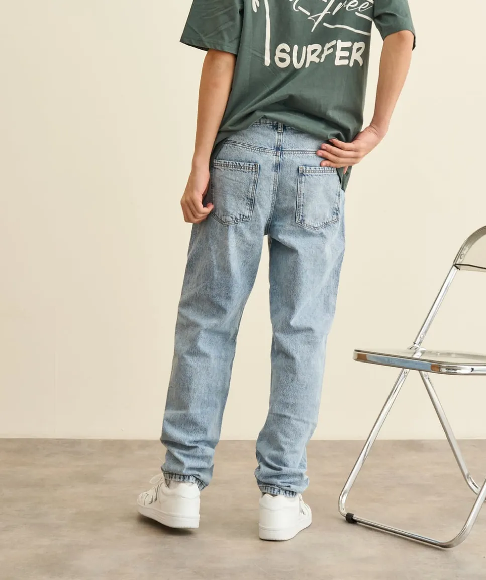 Jean garçon droit denim délavé