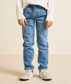Jean garçon slim bleu avec cordon