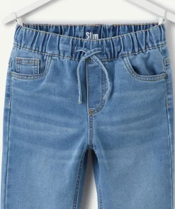 Jean garçon slim bleu avec cordon