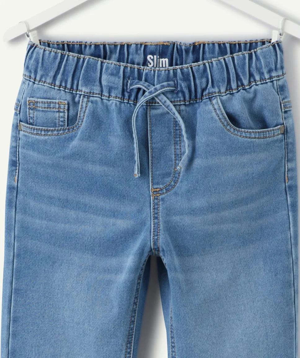 Jean garçon slim bleu avec cordon