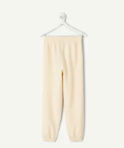 Jogging fille crème imprimé cœur