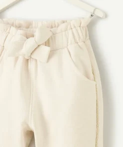 Jogging fille écru chiné avec noeud