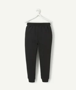 Jogging garçon en fibres recyclées noir thème campus