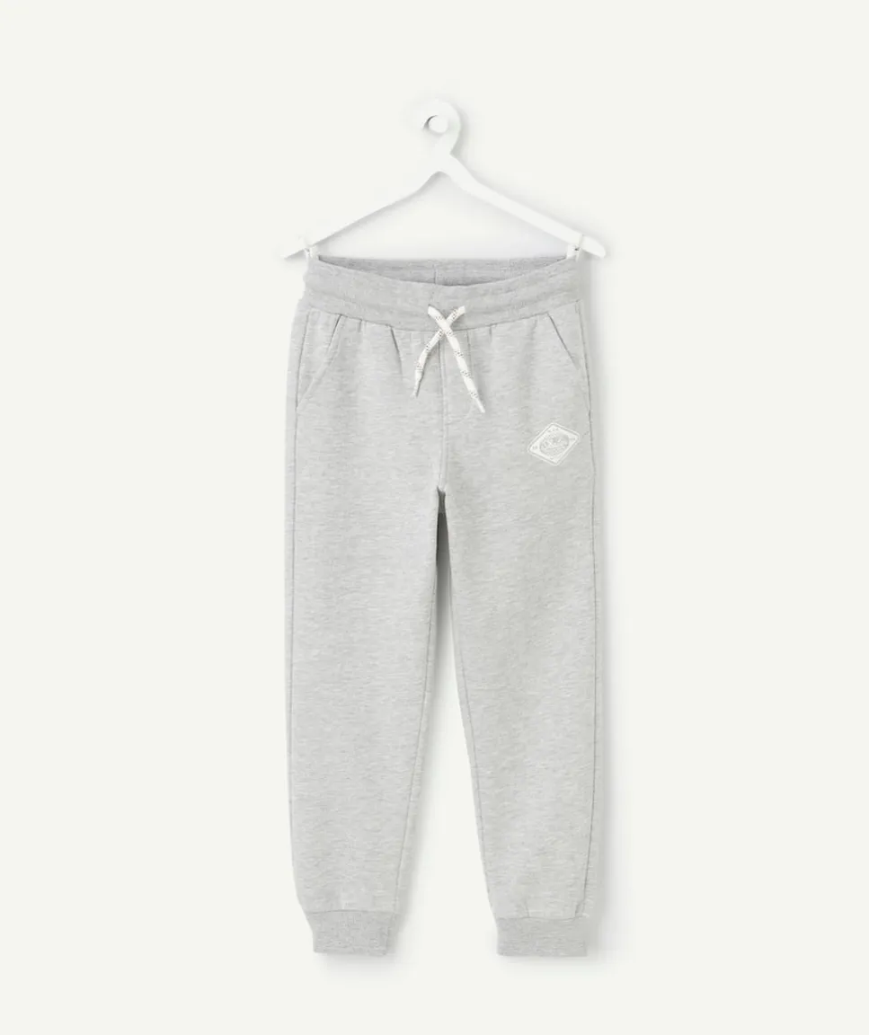 Jogging garçon gris chiné avec patch