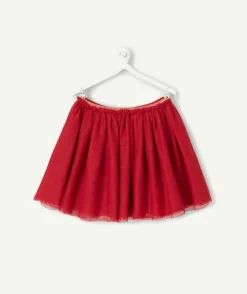 Jupe bébé fille en tulle rouge avec liserés couleur dorée