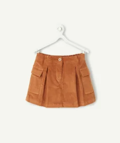 Jupe courte en velours côtelé fille marrons