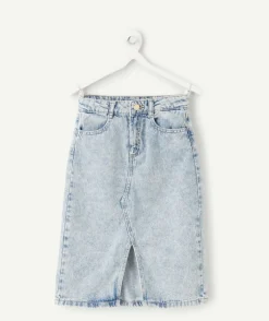 Jupe en jean fille bleue coupe droite