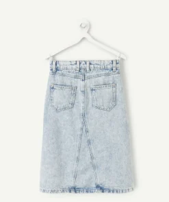 Jupe en jean fille bleue coupe droite