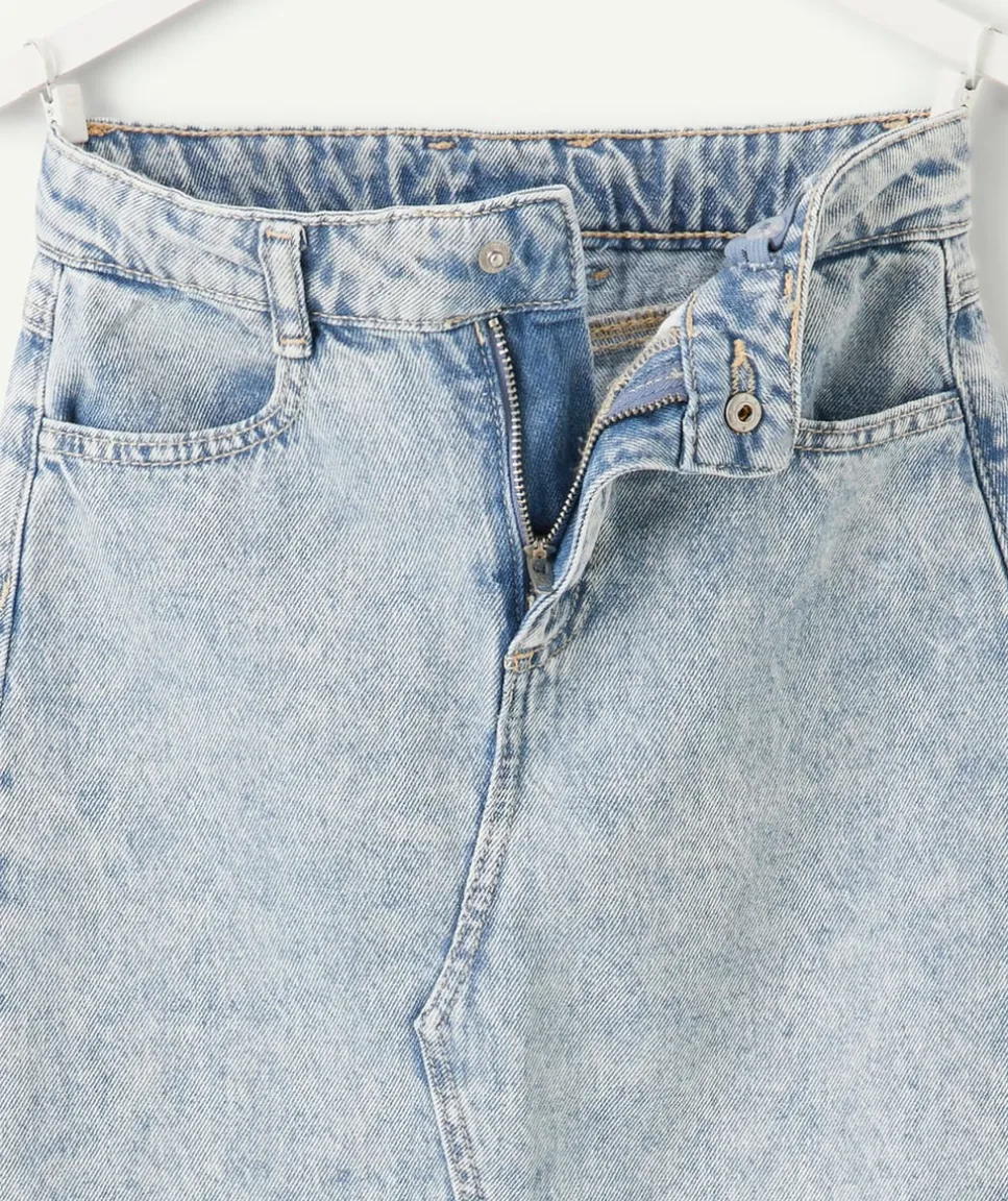 Jupe en jean fille bleue coupe droite