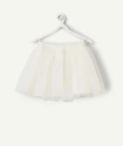 Jupe en tulle bébé fille blanc avec détails pailletés