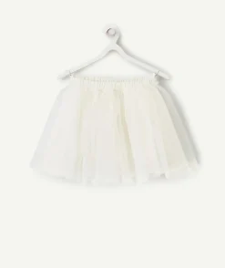 Jupe en tulle bébé fille blanc avec détails pailletés