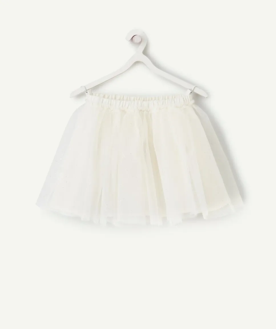 Jupe en tulle bébé fille blanc avec détails pailletés