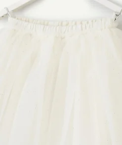 Jupe en tulle bébé fille blanc avec détails pailletés
