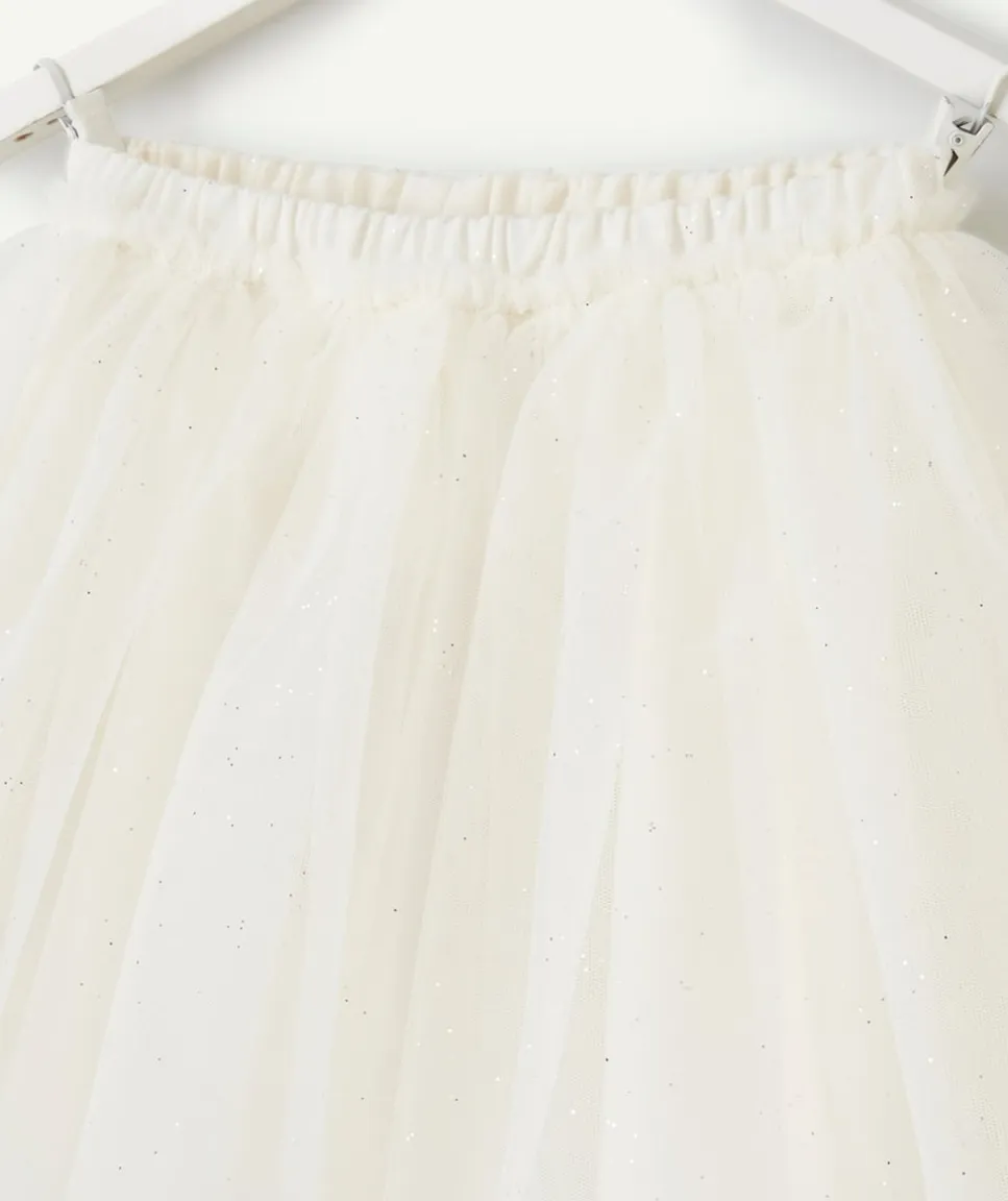 Jupe en tulle bébé fille blanc avec détails pailletés