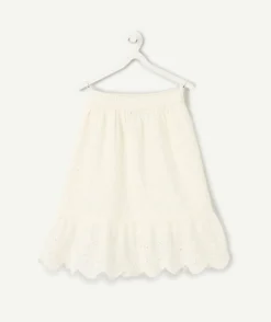 Jupe fille blanche en broderie anglaise