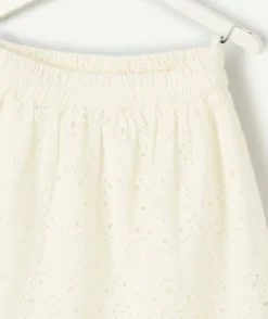 Jupe fille blanche en broderie anglaise
