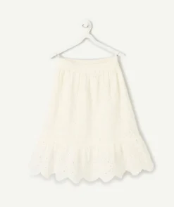 Jupe fille blanche en broderie anglaise