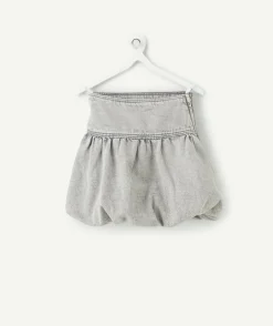 Jupe fille boule grise taille élastiquée