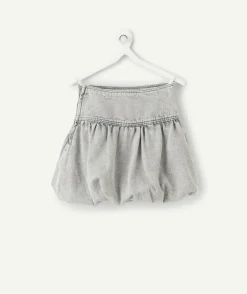 Jupe fille boule grise taille élastiquée