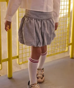 Jupe fille boule grise taille élastiquée