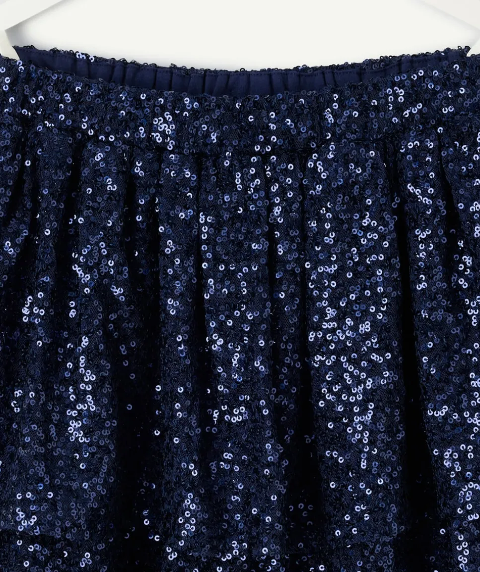 Jupe fille couleur bleue à sequins