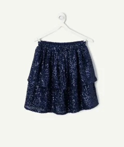 Jupe fille couleur bleue à sequins