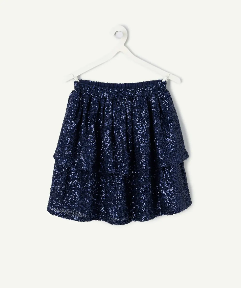 Jupe fille couleur bleue à sequins