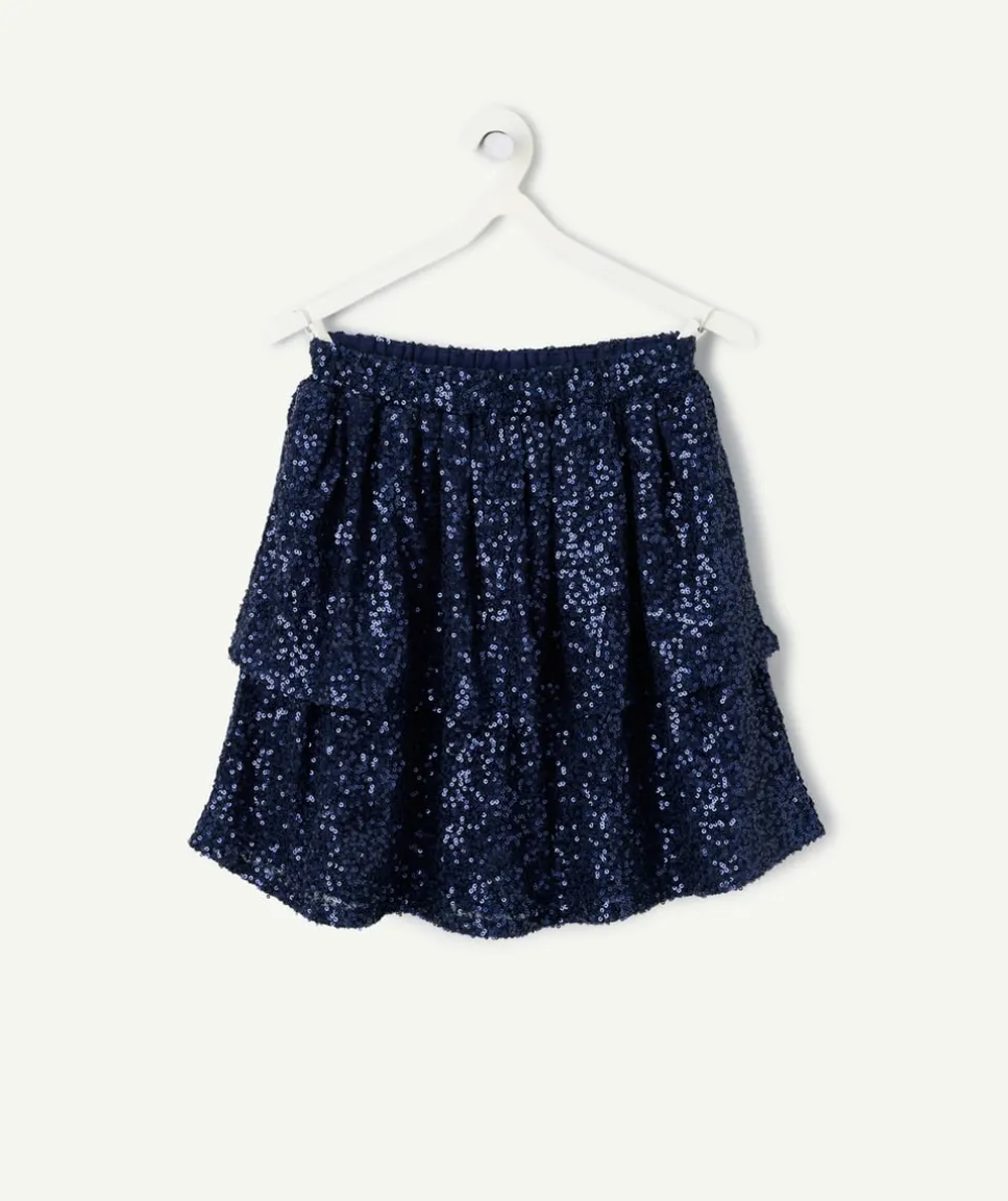 Jupe fille couleur bleue à sequins