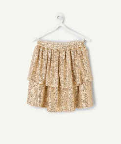 Jupe fille couleur dorée à sequins