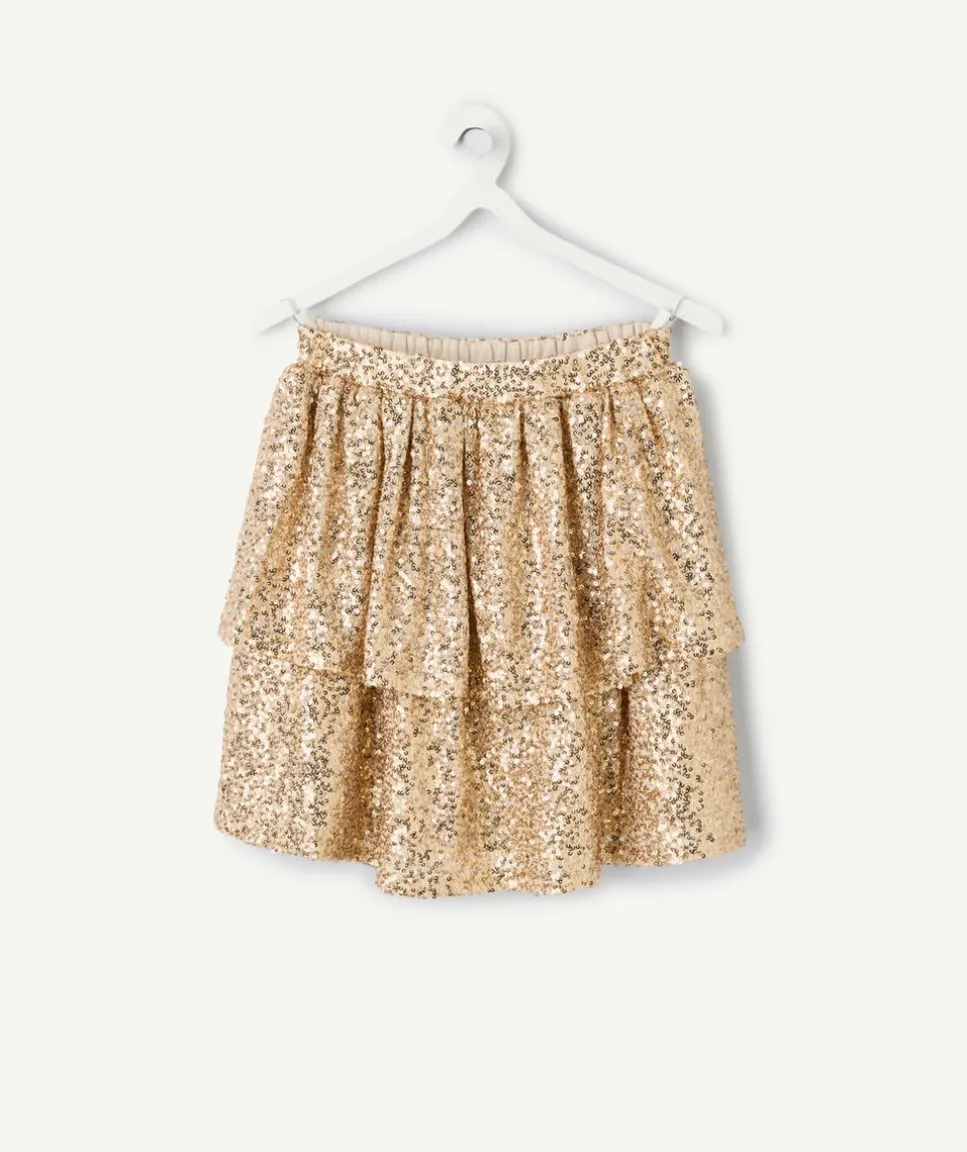 Jupe fille couleur dorée à sequins