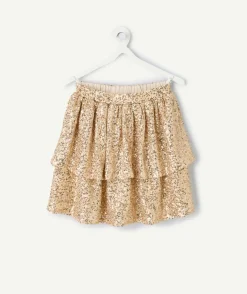 Jupe fille couleur dorée à sequins
