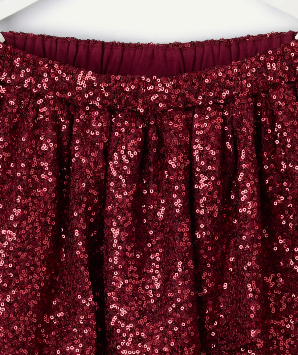 Jupe fille couleur rouge à sequins