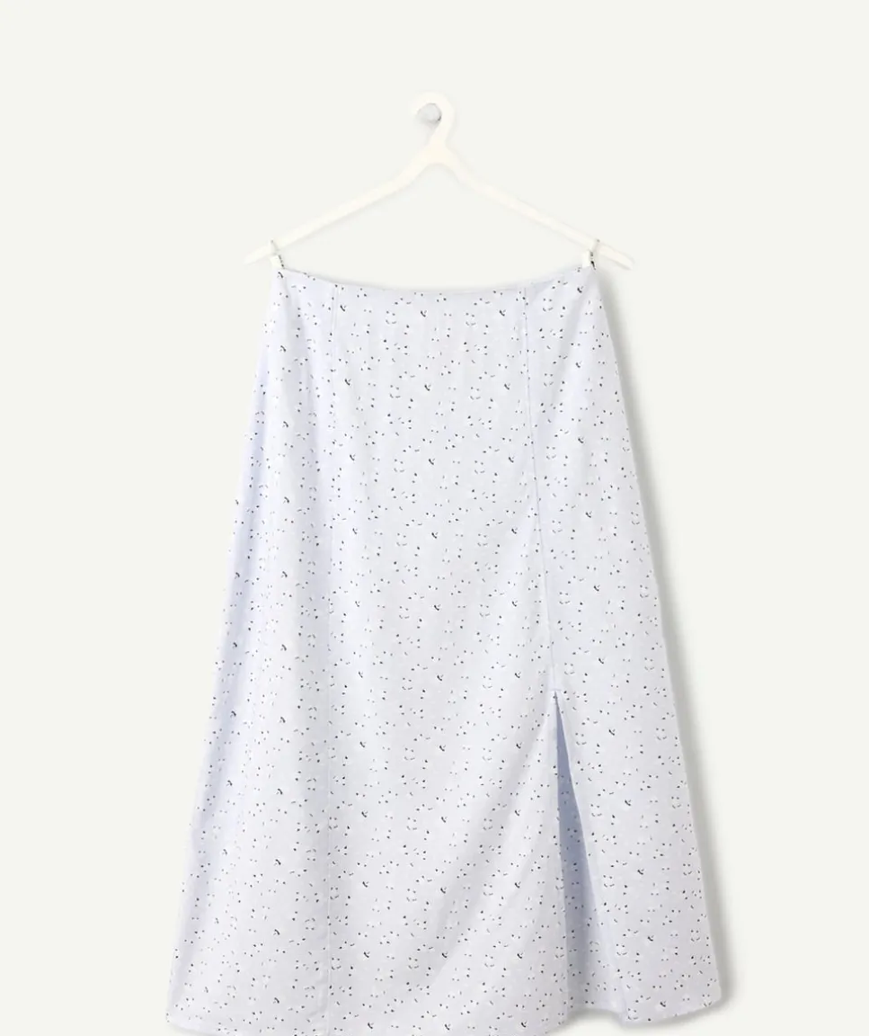 Jupe fille droite bleue fleurie