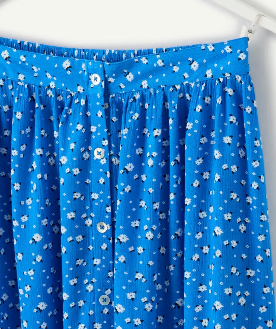 Jupe fille droite bleue imprimée