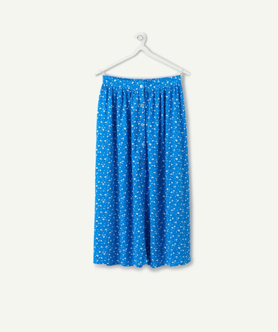 Jupe fille droite bleue imprimée
