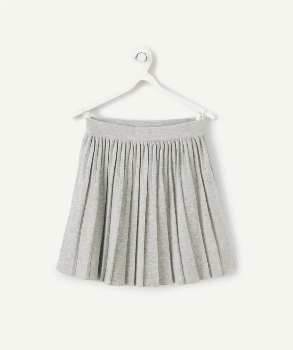 Jupe fille en fibres recyclées gris clair