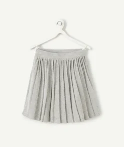 Jupe fille en fibres recyclées gris clair